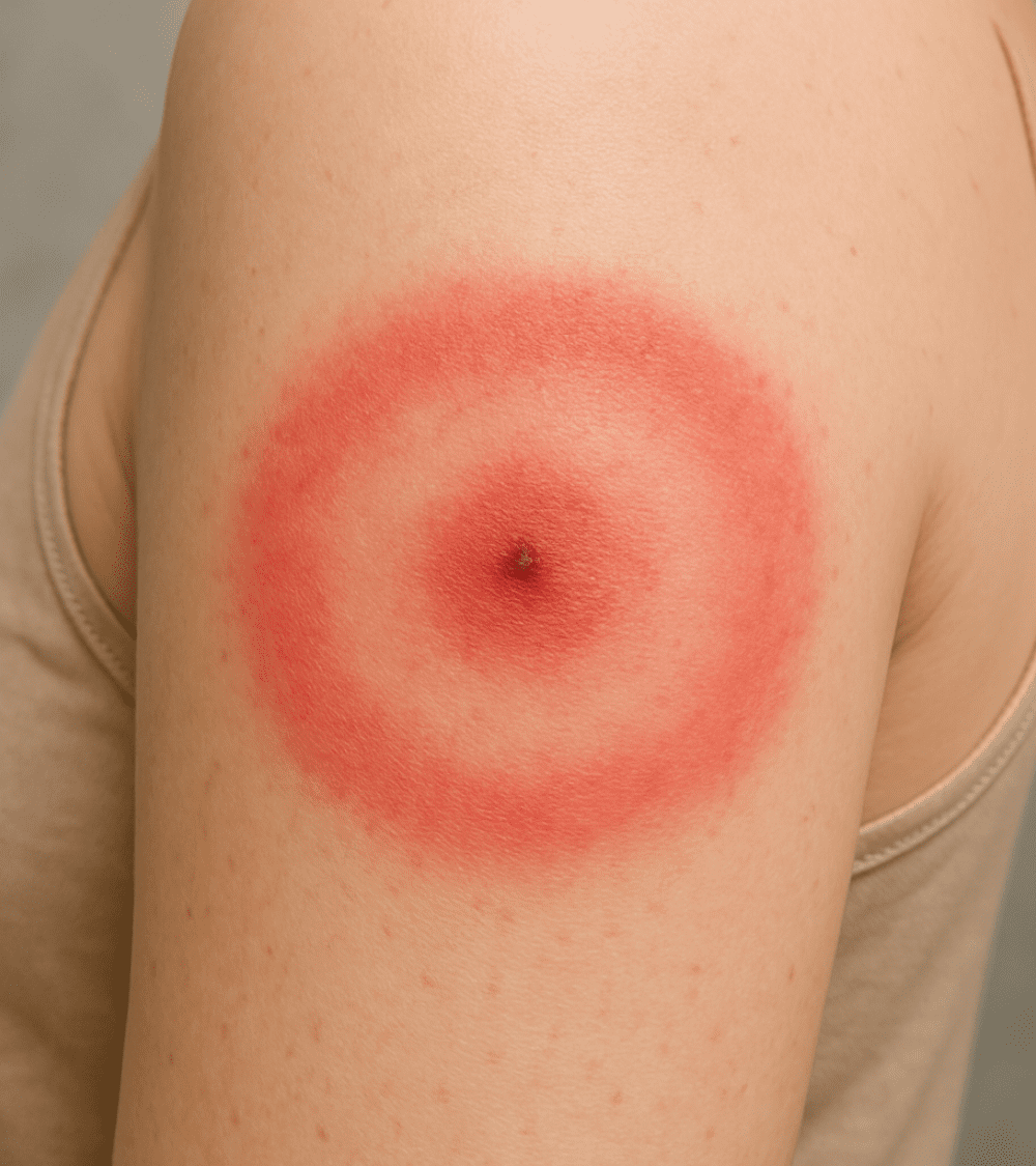 Erytheme migrant après piqûre de tique